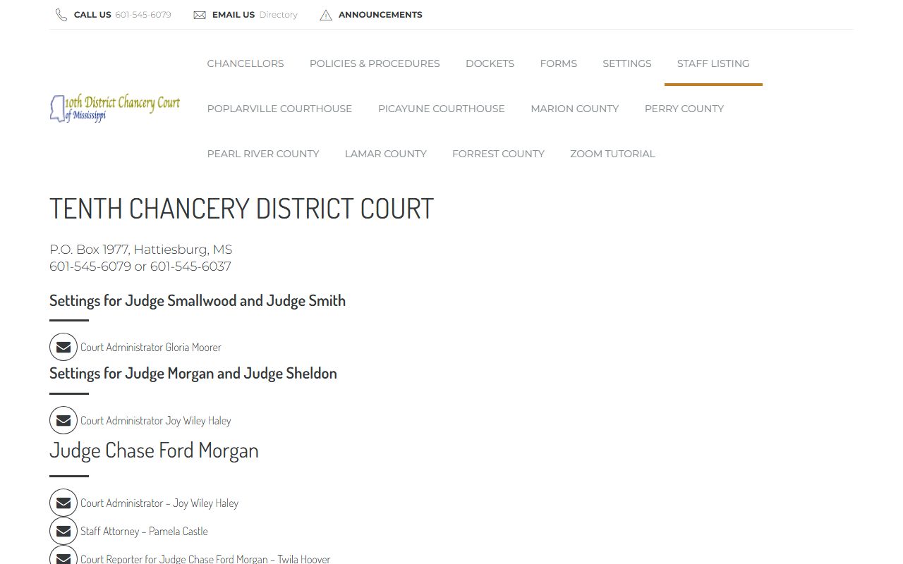 Perry County Tenth Chancery District staff listing page