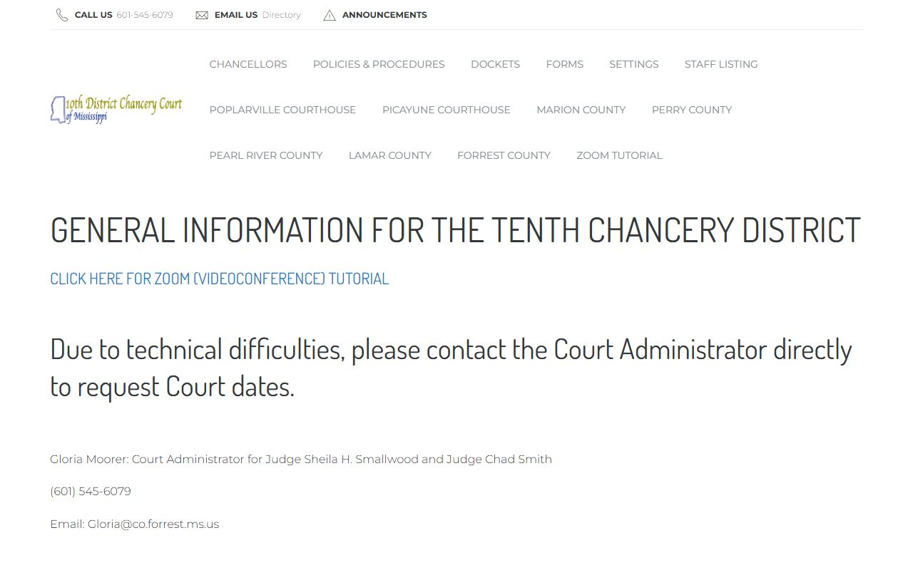 Perry County Tenth Chancery District homepage for the five-county region