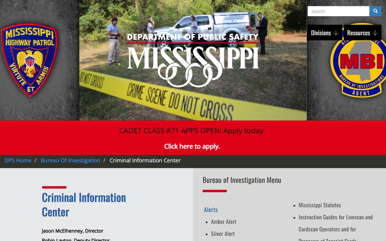 Perry County criminal court records and the Mississippi DPS Criminal Information Center