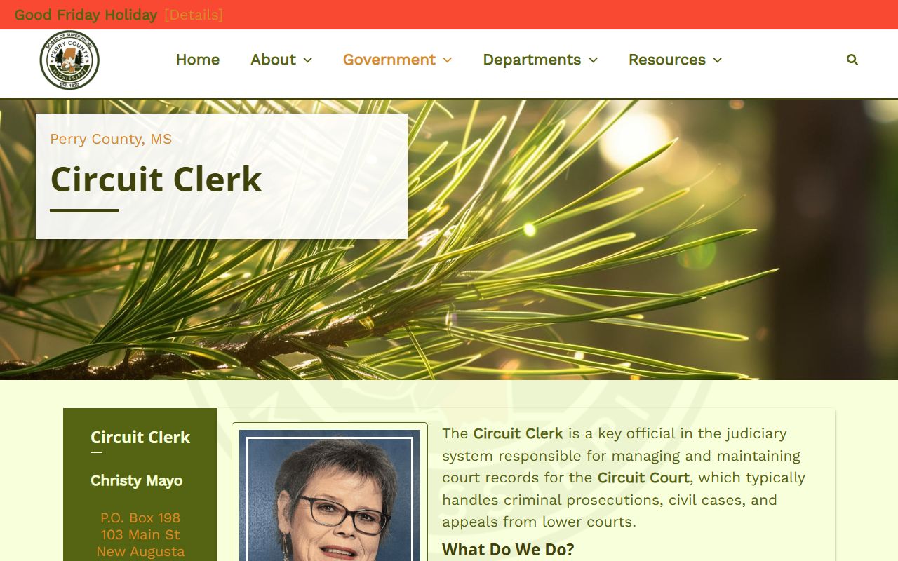 Perry County Circuit Clerk office page for Circuit Court records and marriage licenses