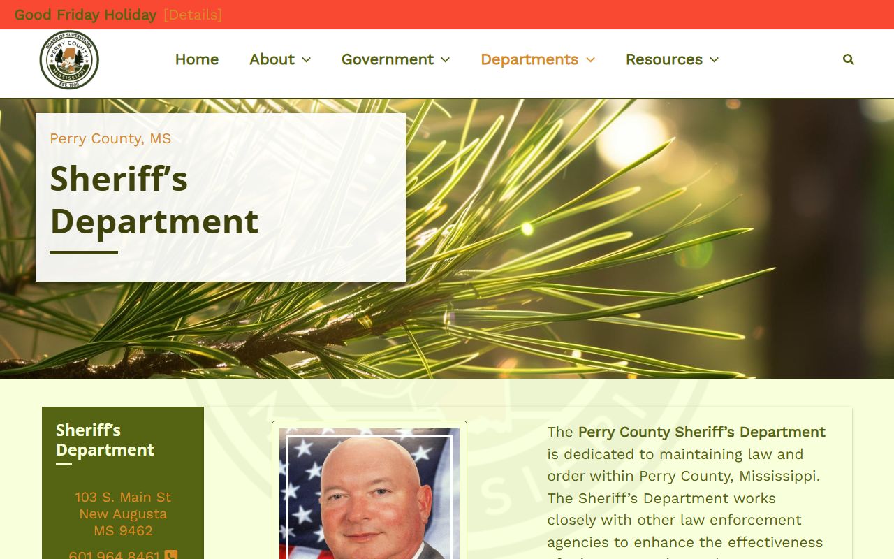 Perry County Sheriff page for inmate and court records contacts
